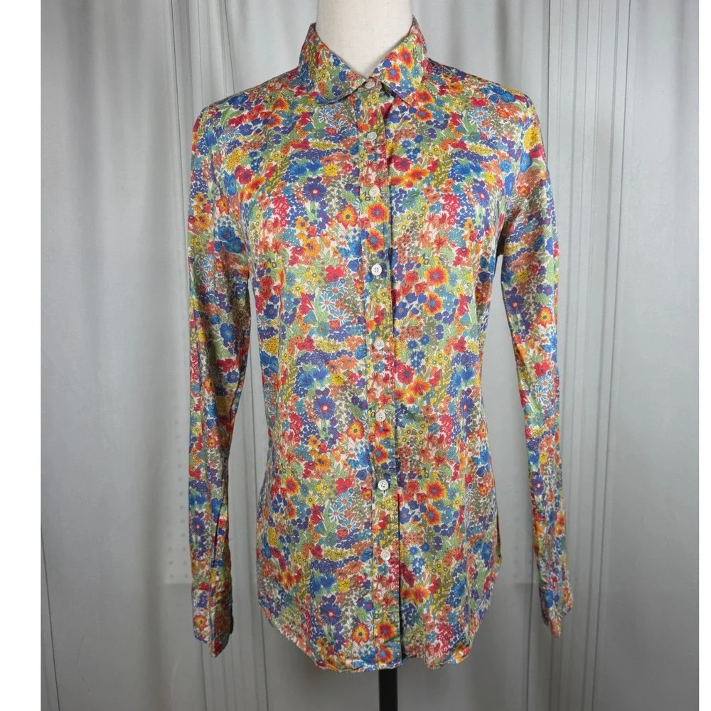 J.Crew Liberty Art Fabrics Floral Button Down Shirt Margaret Annie Print 4 Faded